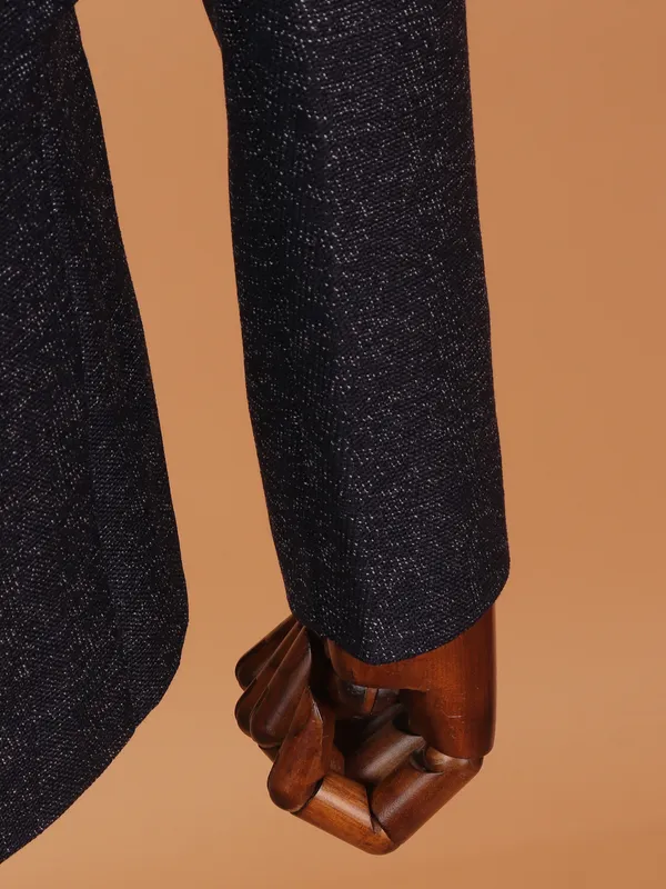 Classic black textured cotton blazer for men