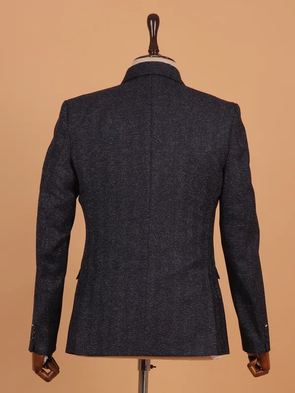 Classic black textured cotton blazer for men