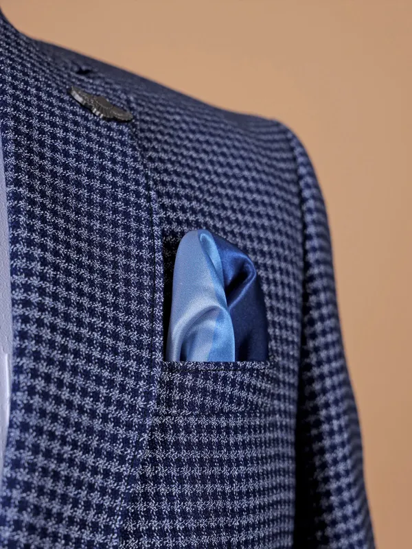Classic blue two button blazer in terry rayon