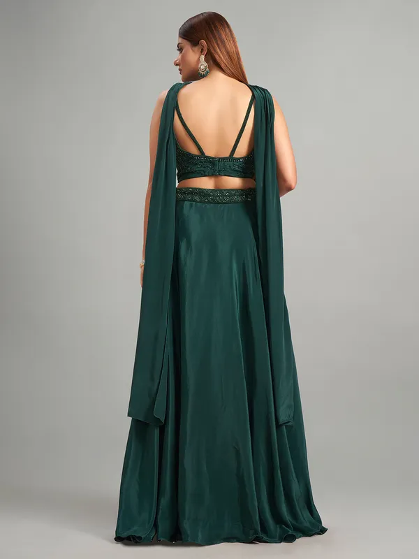 Classic bottle green silk lehenga choli