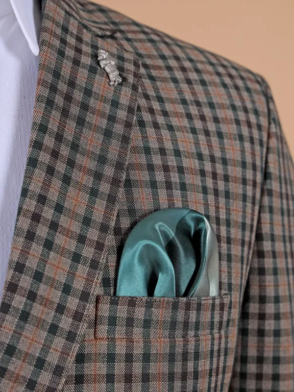 Classic brown checks terry rayon blazer