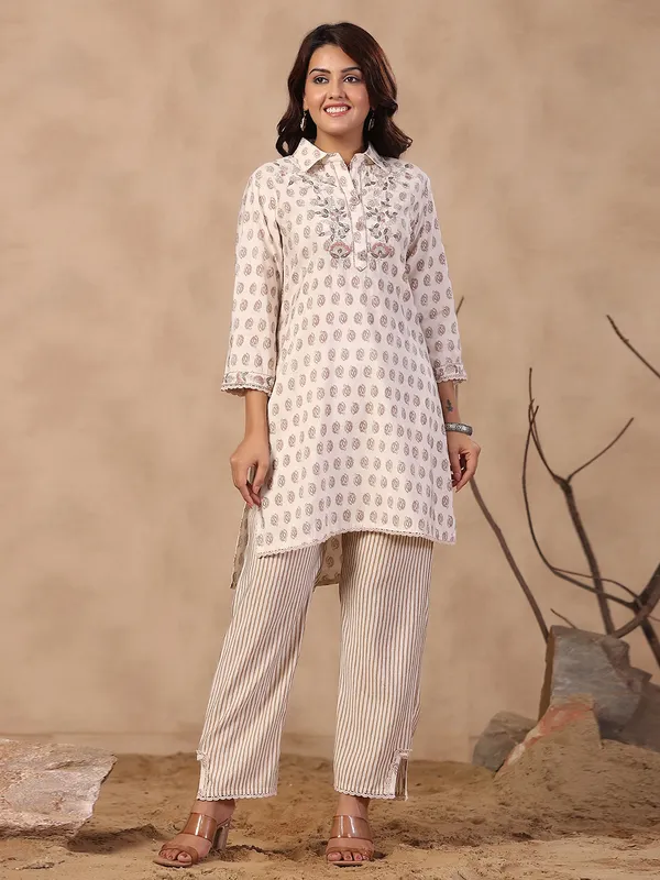 Classic cream cotton co ord set
