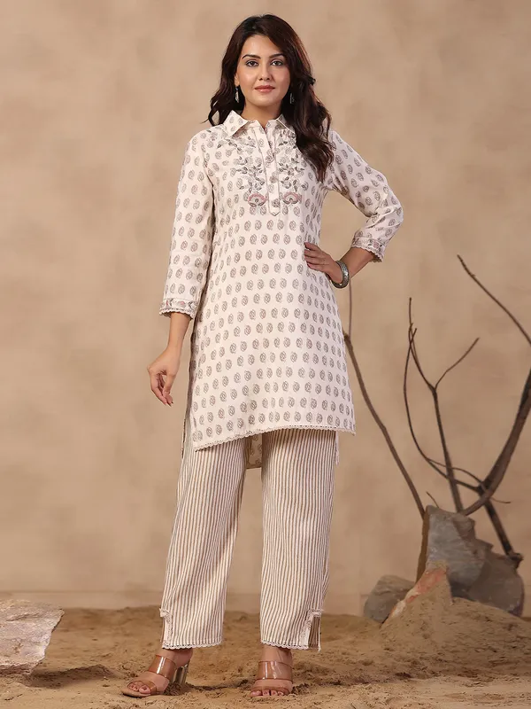 Classic cream cotton co ord set