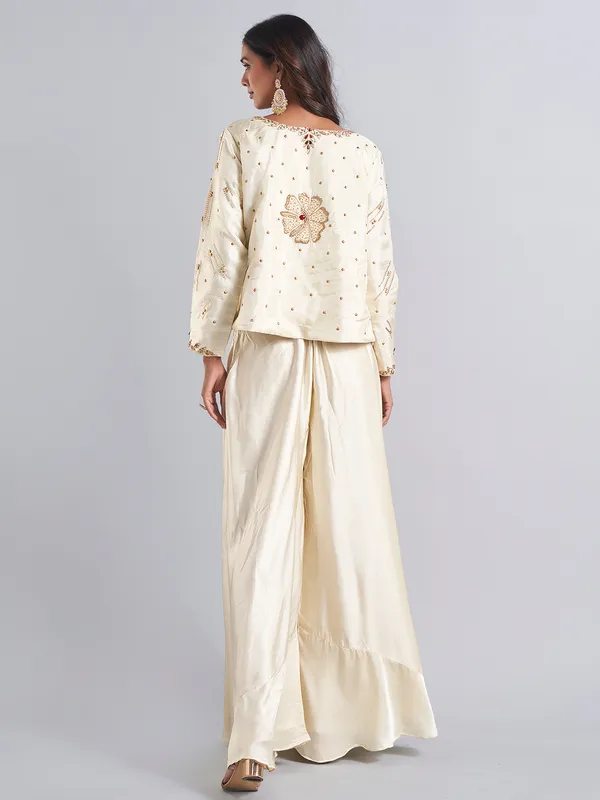 Classic cream silk palazzo salwar suit