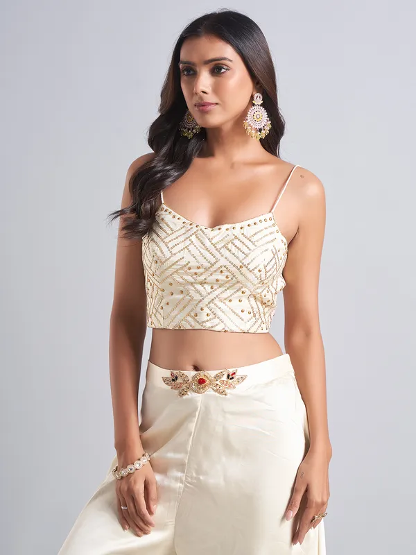 Classic cream silk palazzo salwar suit