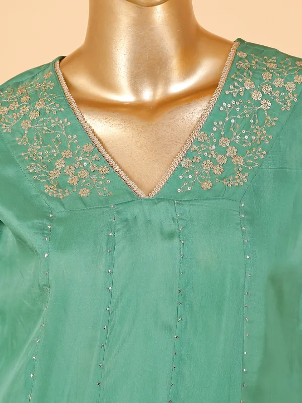 Classic dark green silk kurti set