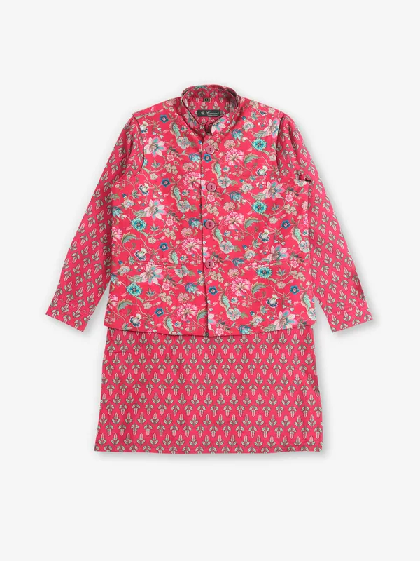Classic dark pink cotton silk waistcoat set