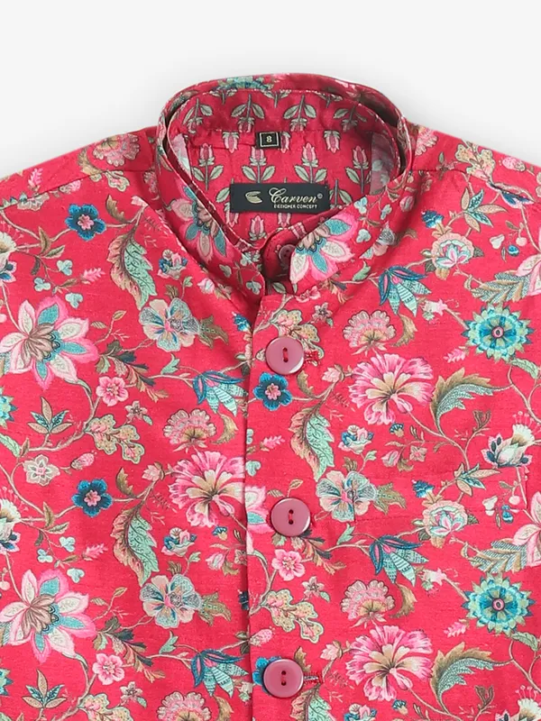 Classic dark pink cotton silk waistcoat set