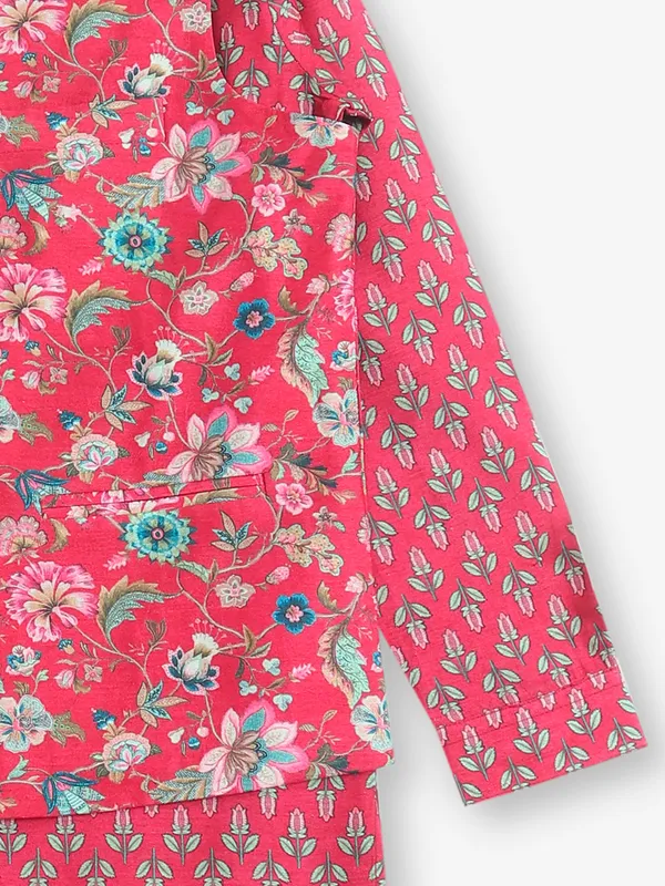 Classic dark pink cotton silk waistcoat set