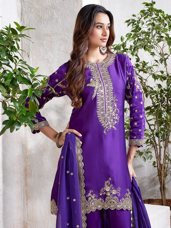 Classic dark purple salwar suit