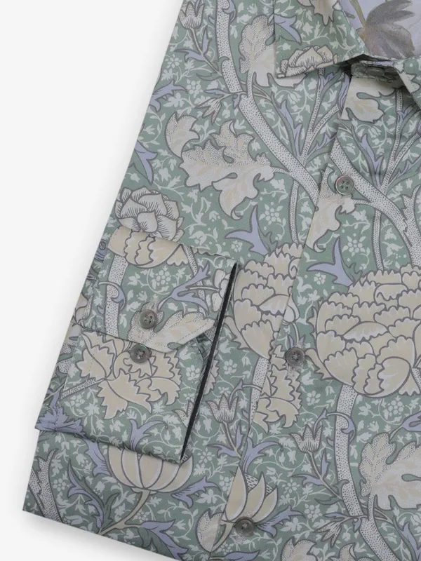 Classic green cotton party wear shirt for men