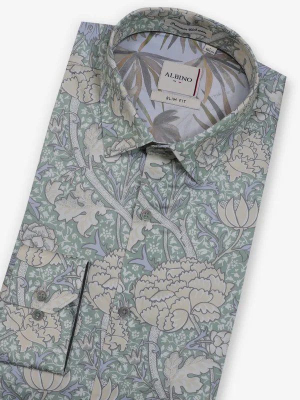 Classic green cotton party wear shirt for men