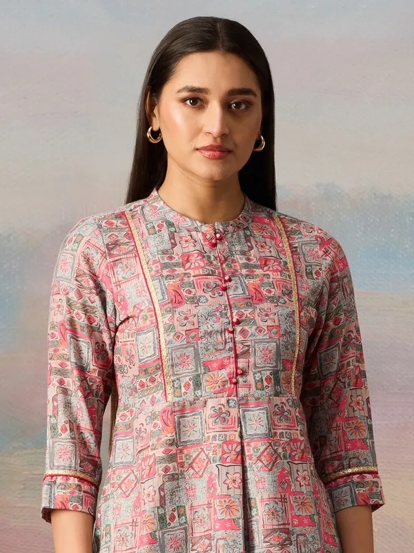 Classic green printed cotton kurti