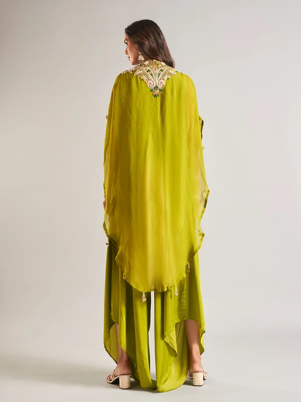 Classic green silk palazzo salwar suit