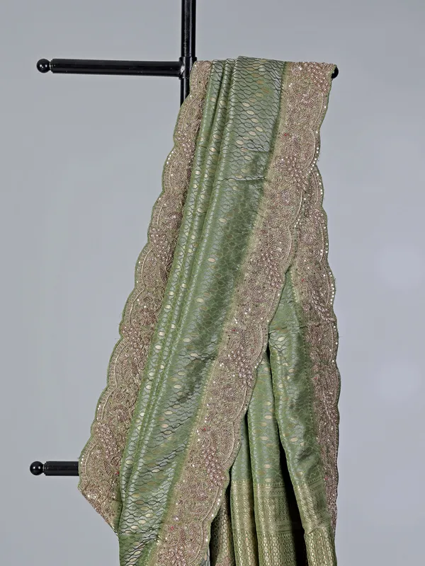 Classic green tissue silk saree