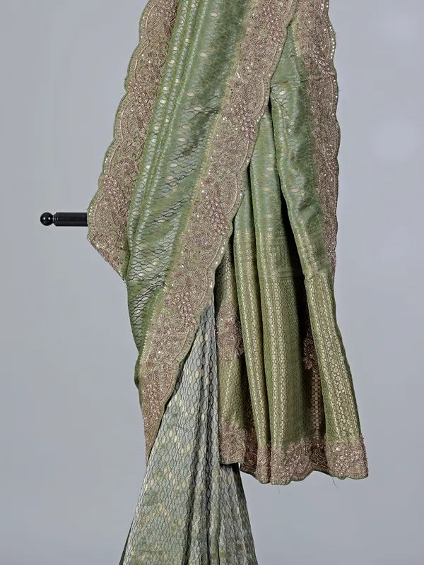 Classic green tissue silk saree