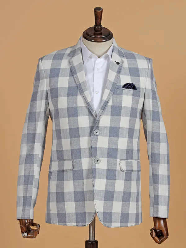 Classic light blue checks blazer