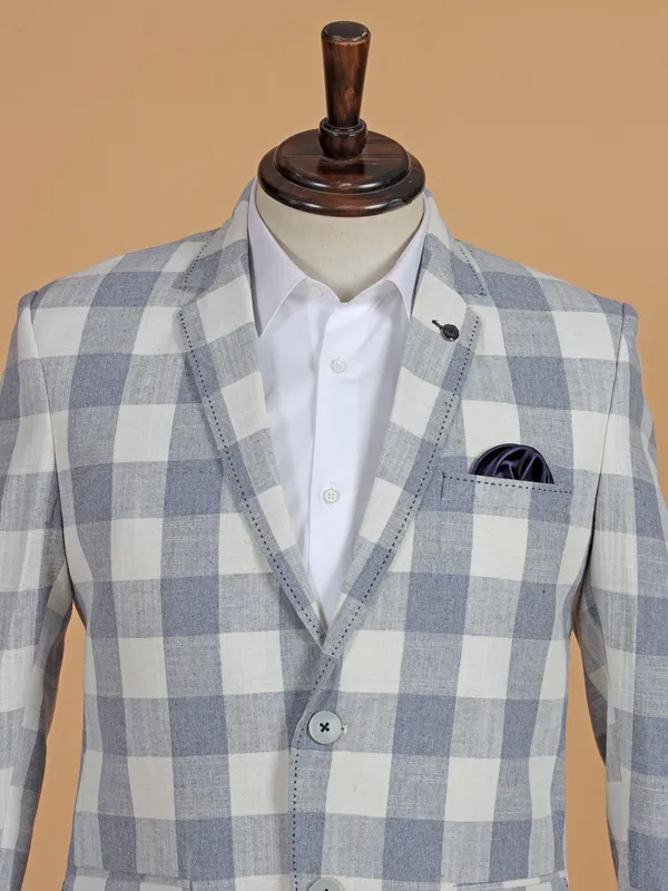 Classic light blue checks blazer