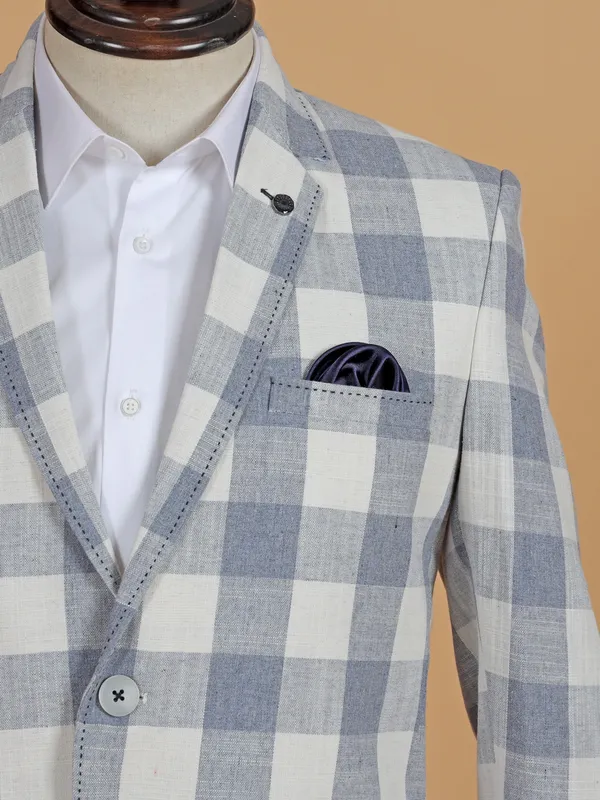 Classic light blue checks blazer