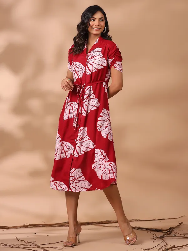 Classic maroon cotton printed kurti