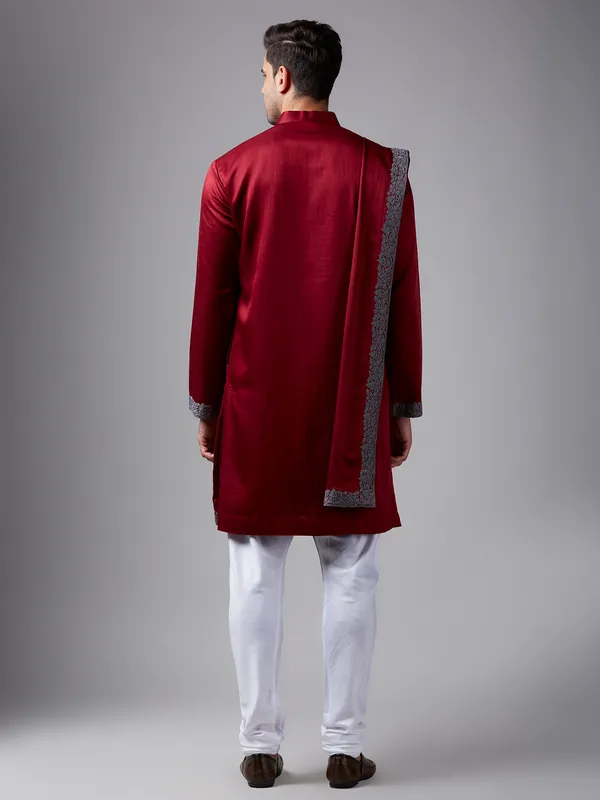 Classic maroon silk kurta suit