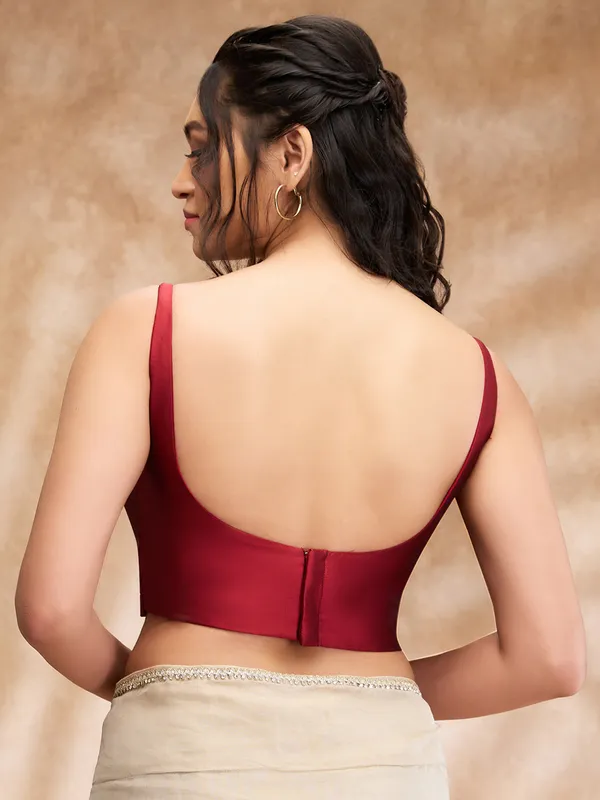 Classic maroon silk plain blouse