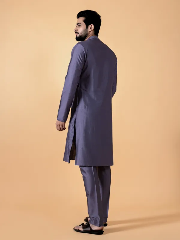 Classic mauve purple silk kurta suit