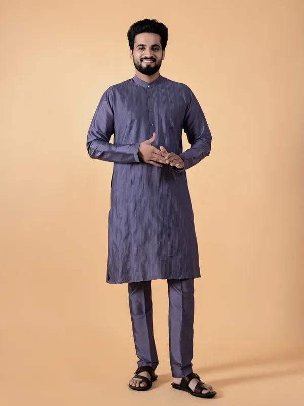 Classic mauve purple silk kurta suit