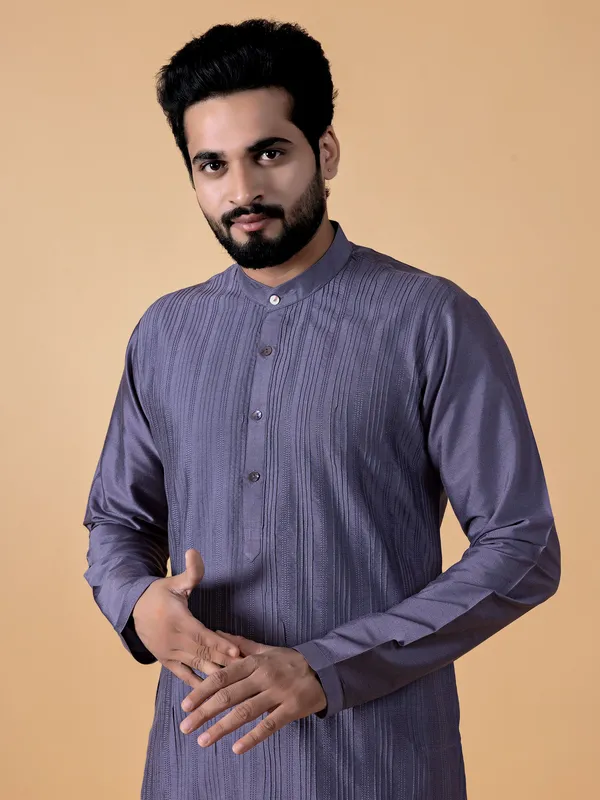 Classic mauve purple silk  Men Kurta pajama