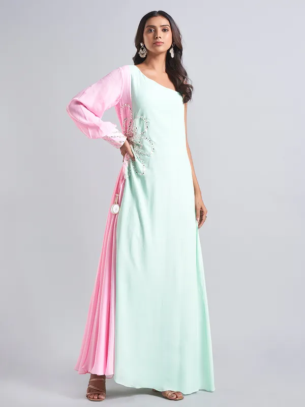 Classic mint green silk salwar suit