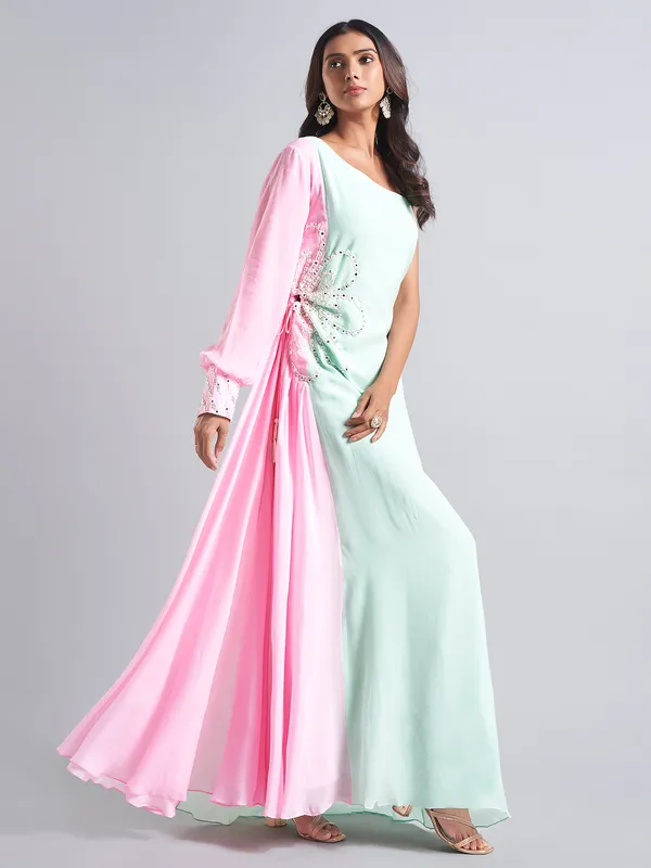 Classic mint green silk salwar suit