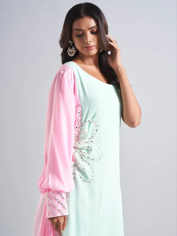 Classic mint green silk salwar suit