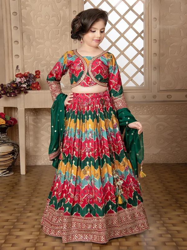 Classic multi color silk lehenga choli