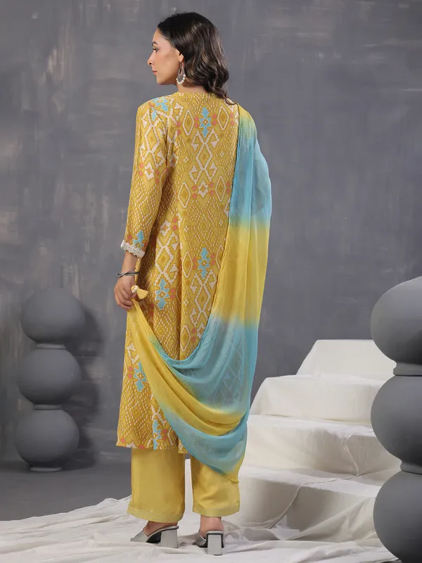 Classic mustard yellow cotton kurti set