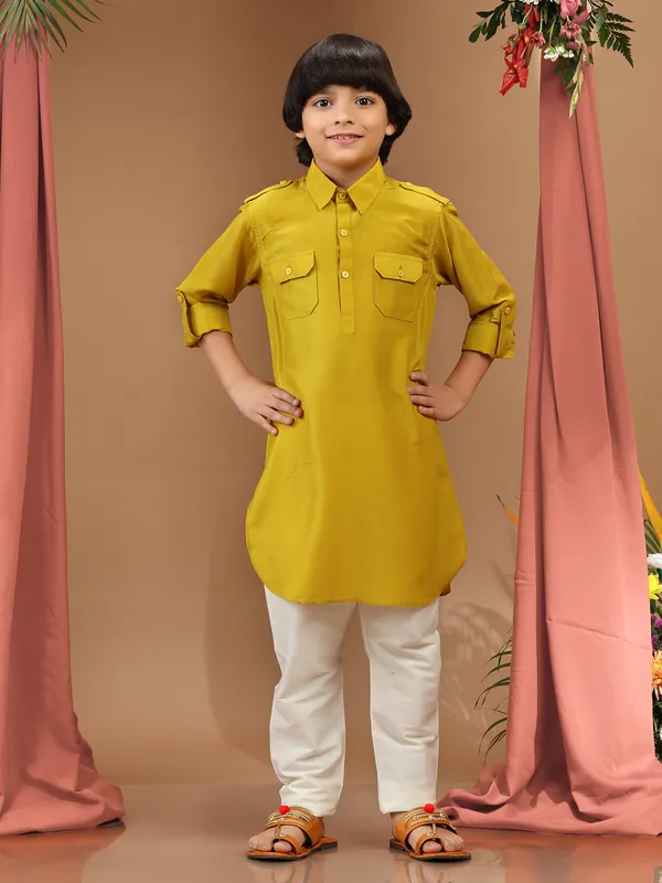 Classic mustard yellow waistcoat set in silk