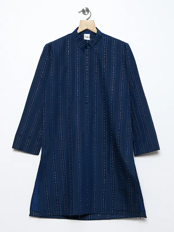 Classic navy silk kurta suit for festive