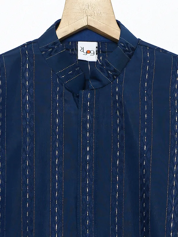 Classic navy silk kurta suit for festive