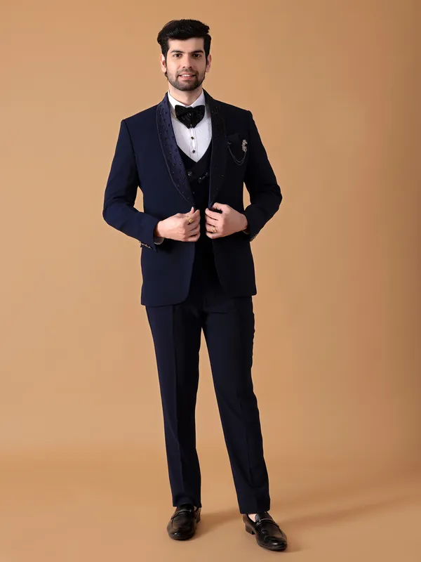 Classic navy terry rayon coat suit