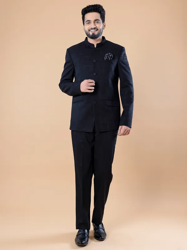 Classic navy terry rayon Jodhpuri suit