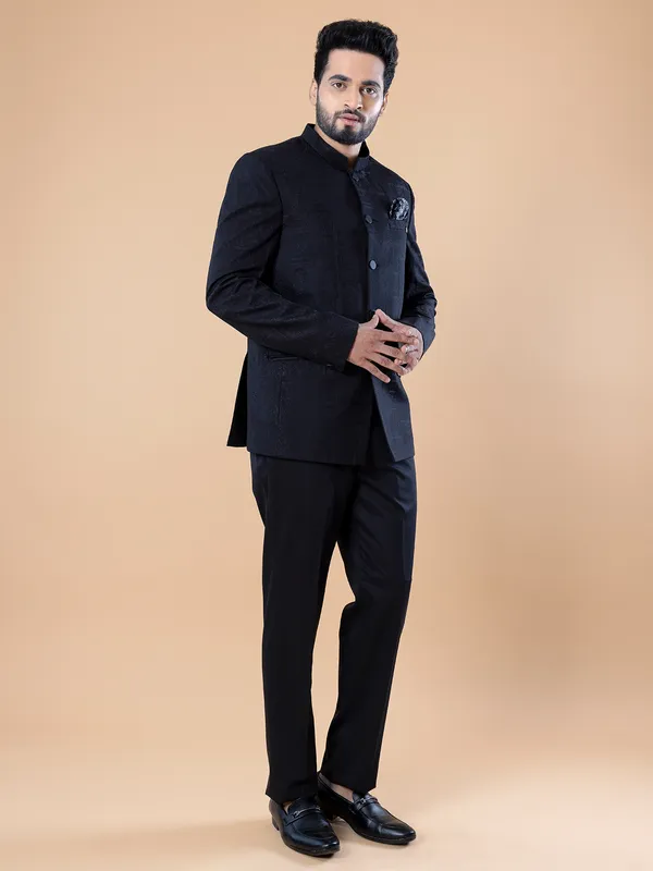 Classic navy terry rayon Jodhpuri suit