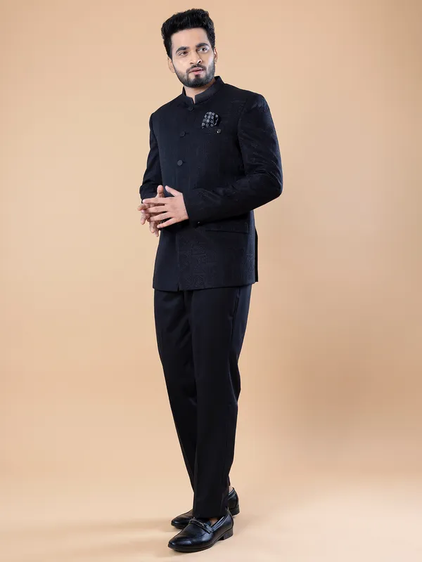Classic navy terry rayon Jodhpuri suit