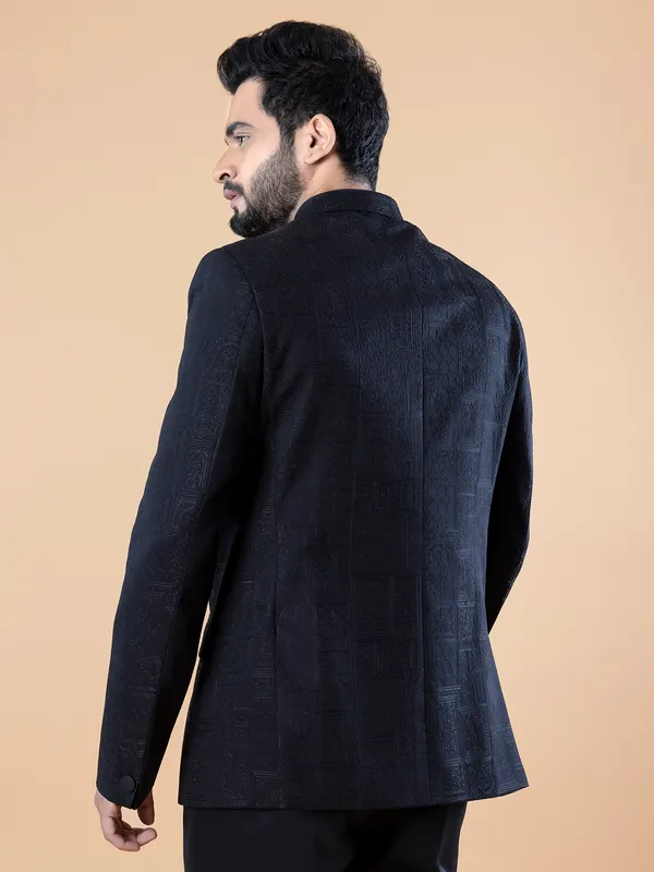 Classic navy terry rayon Jodhpuri suit
