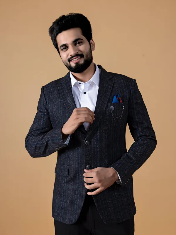 Classic navy texture blazer