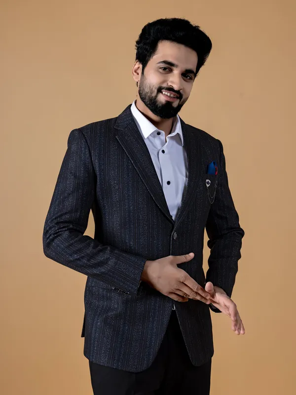 Classic navy texture blazer