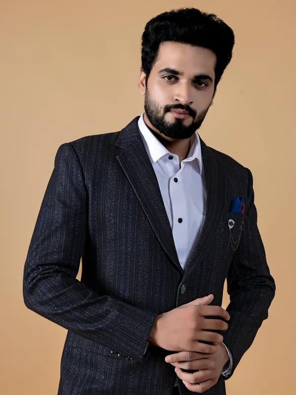 Classic navy texture blazer