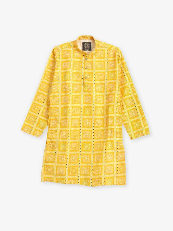 Classic new yellow printed kurta pajama