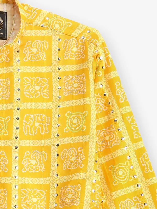 Classic new yellow printed kurta pajama