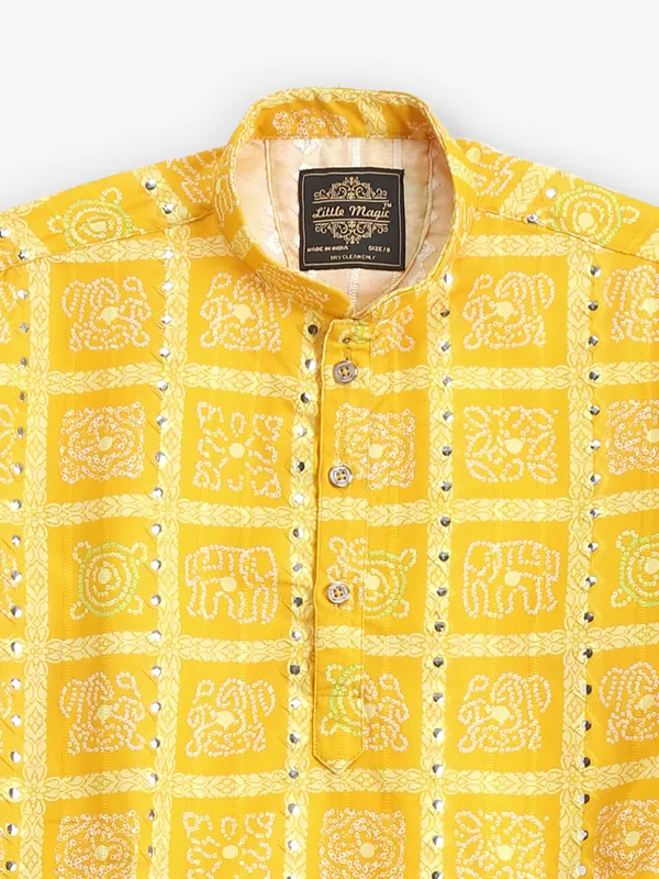 Classic new yellow printed kurta pajama