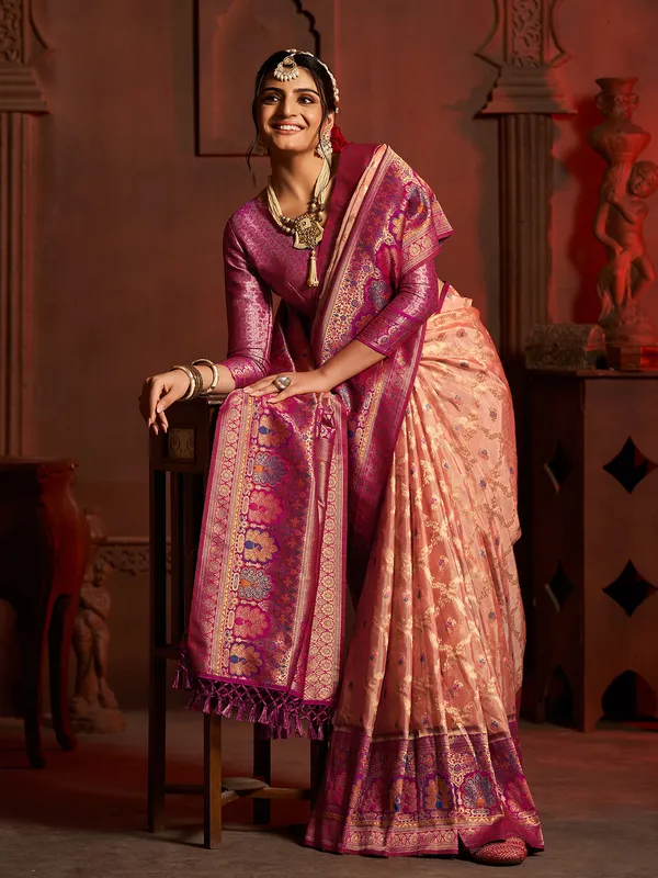 Classic pech silk saree