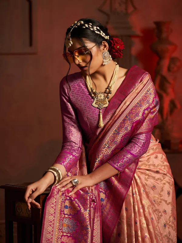 Classic pech silk saree